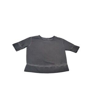 J Brand Women Gray Cotton Sweatshirt S Zip Back Short Sleeve D5